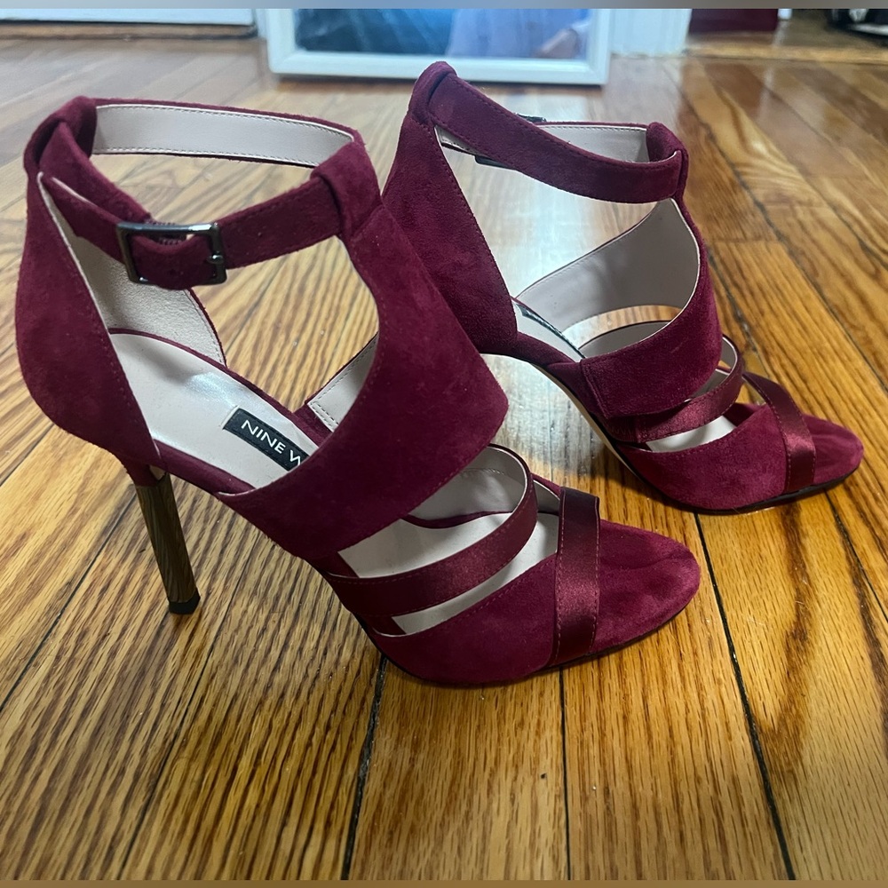 Nine West Brianna Caged Sandals - Berry Red